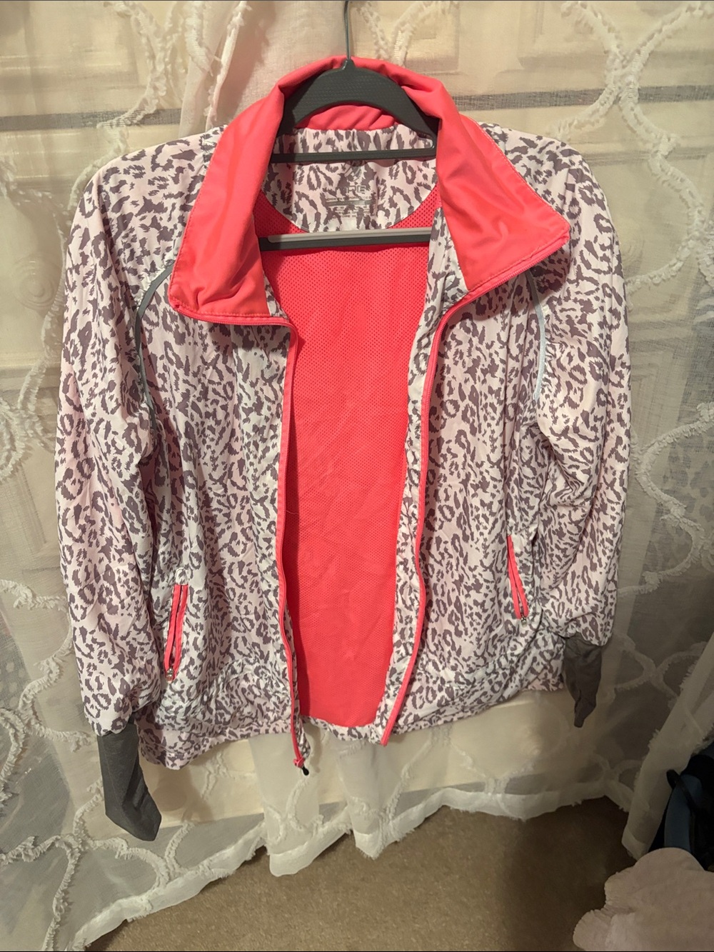 MPG Pink Leopard-Print Bomber Jacket with Coral Trim